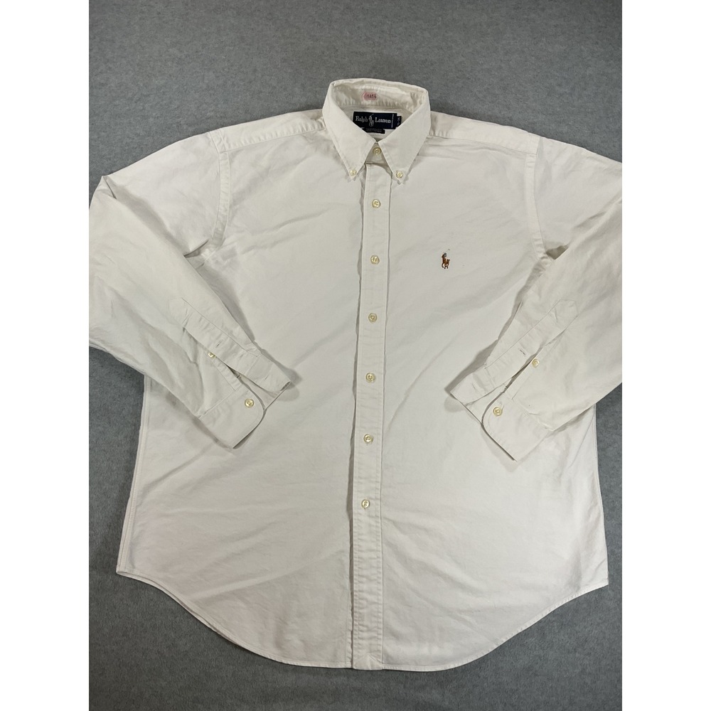 Ralph Lauren Yarmouth White Cotton Button Down Shirt Mens 16-35 Long Sleeve 2912